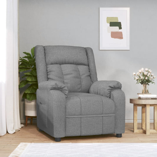 Relaxstoel – Fauteuil – Lounge Stoel – Verstelbare Stoel – Leunstoel – Lichtgrijs – 3 Verstelbare Standen – Stevig Hout-Metaal Frame