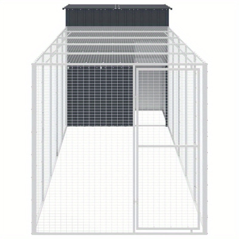 RVS Buitenren – Dierenkooi – Hek – Ren – Gezinsschuur – Duurzaam Gegalvaniseerd Staal – Weerbestendig 165x65x181 cm – Met Deksel Anthraciet