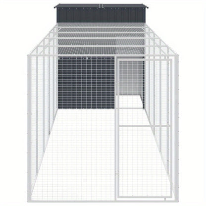 RVS Buitenren – Dierenkooi – Hek – Ren – Gezinsschuur – Duurzaam Gegalvaniseerd Staal – Weerbestendig 165x65x181 cm – Met Deksel Anthraciet