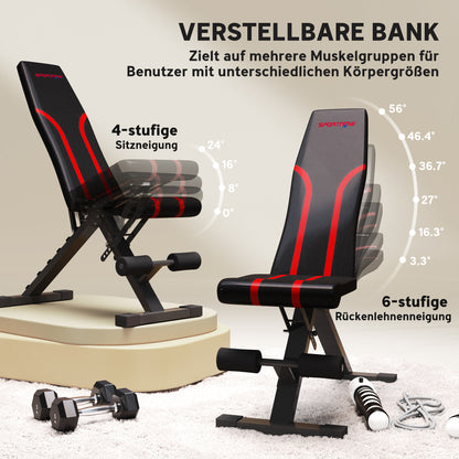 Fitnessbank – Inklapbare Trainingsbank – Krachtbank – Dumbbellbank – Workoutbank – Zes Verstelbare Rugleuningstanden – Stevig Gepoedercoat Stalen Frame – Zwart