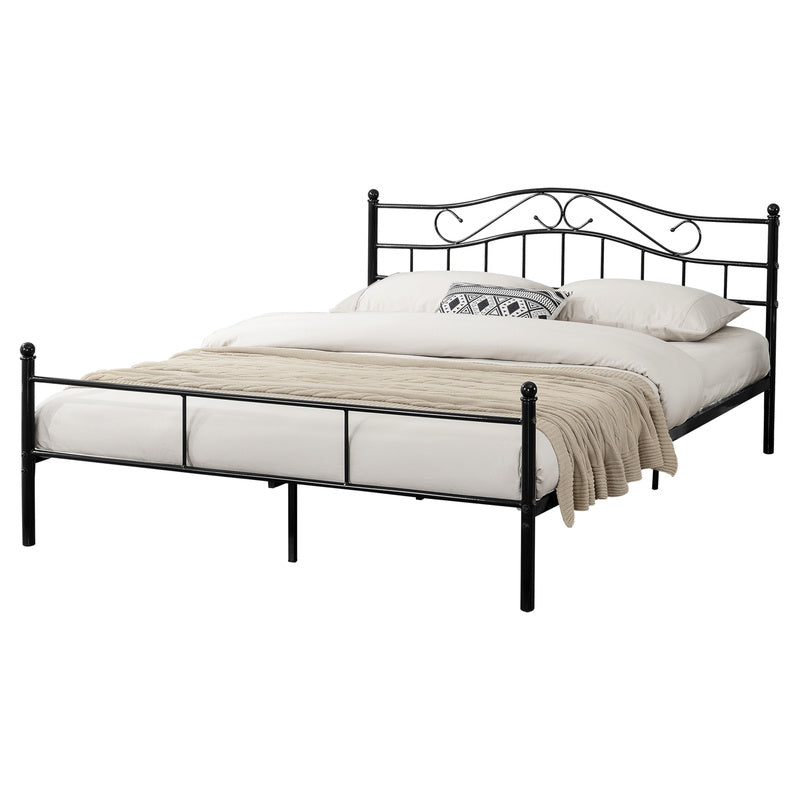 Metalen Bed – Stalen Bedframe – Industrieel Bed – Slaapbank – Lattenbodem – Mat Zwart – 160 x 200 cm – Stevig & Onderhoudsvriendelijk