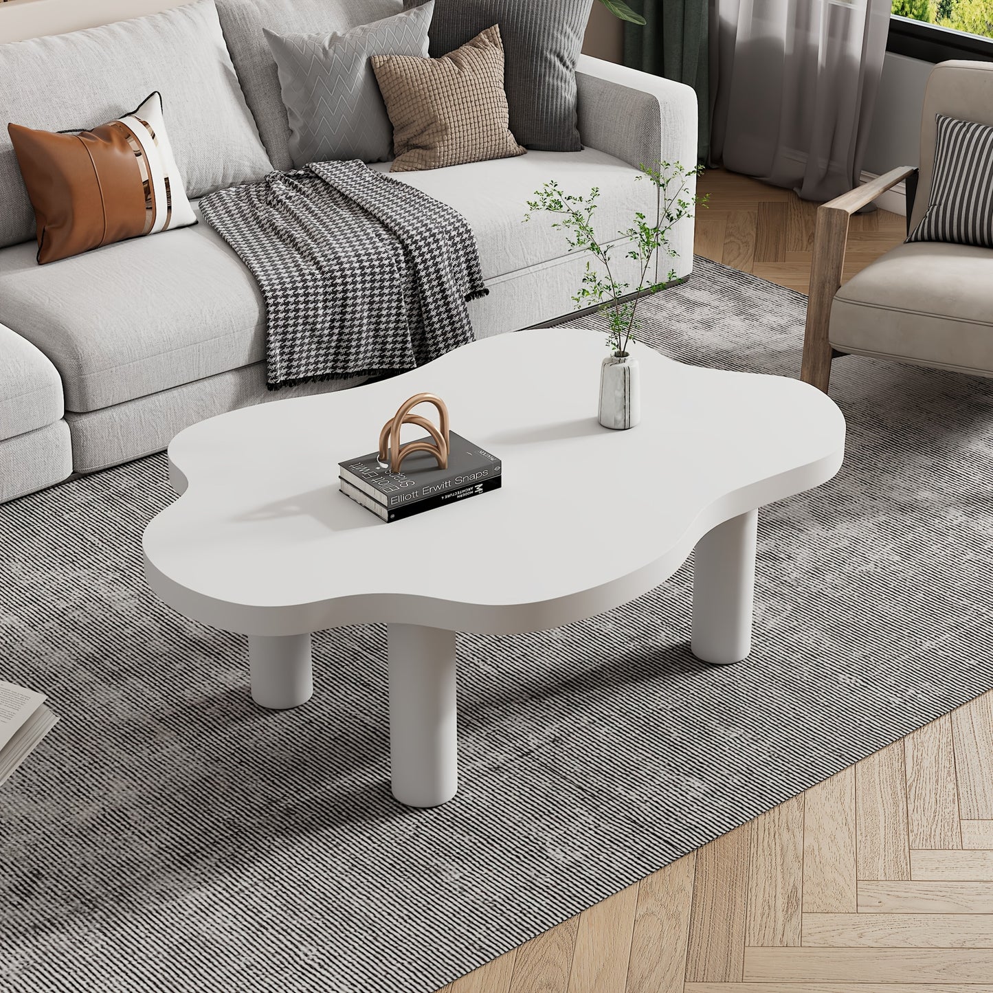 Salontafel Wolkvorm – Koffietafel – Bijzettafel – Woonkamertafel – Design Tafel – Wit – Duurzaam Kunststof – Eenvoudige Montage