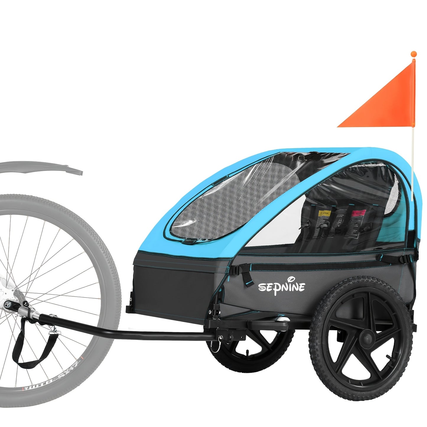 Fietskar – Fietsaanhanger – Kinderwagen – Tweezits – Opvouwbaar – Opblaasbare Wielen – Max 40 kg – Eenvoudige Montage