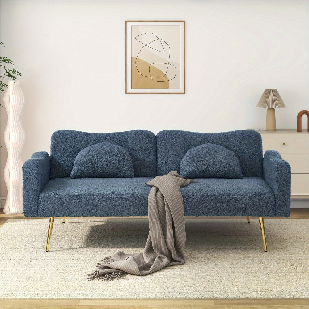 Slaapbank – Sofa Bed – Bedbank – Logeerbed – Zetelbed – 2-Persoons – Verstelbare Rugleuning – Met Gouden Metalen Poten