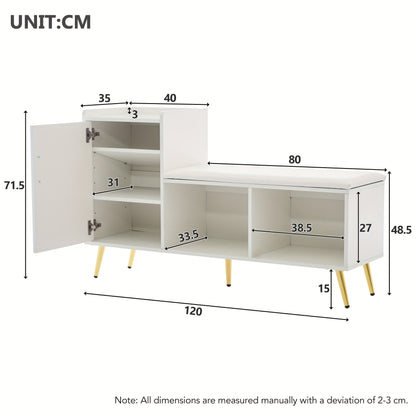 Dressoir – Ladekast – Opbergkast – Dichte Kast – Buffetkast – Wit – MDF – 140 cm Breed – 4 Deuren en 2 Open Vakken