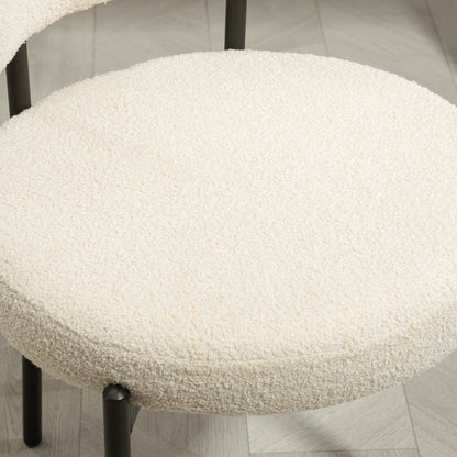 Eetkamerstoel – Stoel – Zitmeubel – Armstoel – Designstoel – Gestoffeerd Beige – Zwart Stalen Frame – Comfortabele Zitting