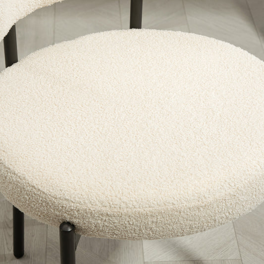 Eetkamerstoel – Stoel – Zitmeubel – Armstoel – Designstoel – Gestoffeerd Beige – Zwart Stalen Frame – Comfortabele Zitting