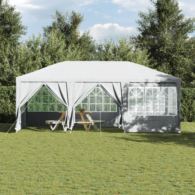 Partytent – Tuinpaviljoen – Feesttent – Paviljoen – Tuintent – 6x4m – Wit – 10 Zijwanden – Waterdicht PE – Weerbestendig Stevig Frame
