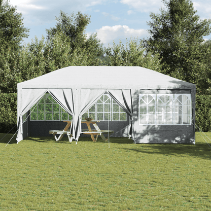 Partytent – Tuinpaviljoen – Feesttent – Paviljoen – Tuintent – 6x4m – Wit – 10 Zijwanden – Waterdicht PE – Weerbestendig Stevig Frame