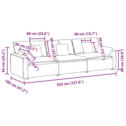 Hoekbank – Modulaire Bank – Loungebank – Zitbank – 3-zitsbank – Lichtgrijs – Polyester Bekleding – Stevig Metalen Frame