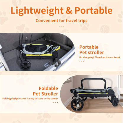 Dierenwagen – Wandelwagen – Hondenbuggy – Huisdierkar – Draagbare Autostoel – 2-in-1 Opvouwbaar Design – Stevig IJzeren Frame Met Ademend 600D Oxford Stof