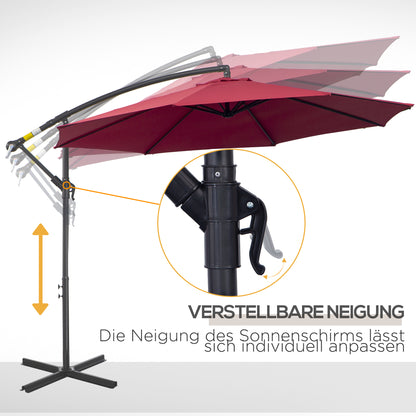 Parasol – Tuinparasol – Zonnescherm – Buitenparasol – Terrasparasol – Crèmekleurig – Diameter 3 Meter – Stalen Frame – Handmatige Kurkbediening