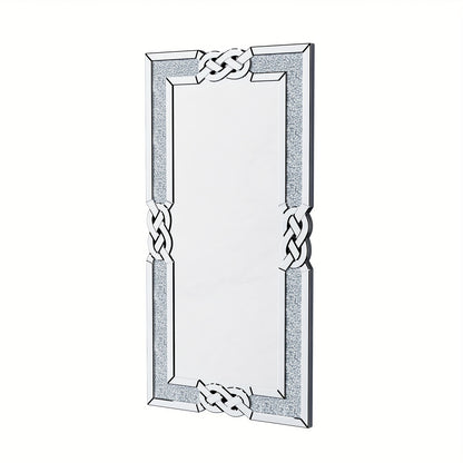 Wandspiegel – Muurspiegel – Glazen Spiegel – Decoratieve Spiegel – Badkamerspiegel – Silvery Glas Met Kristallen Rand – 120x60 cm Glamoureuze Afwerking