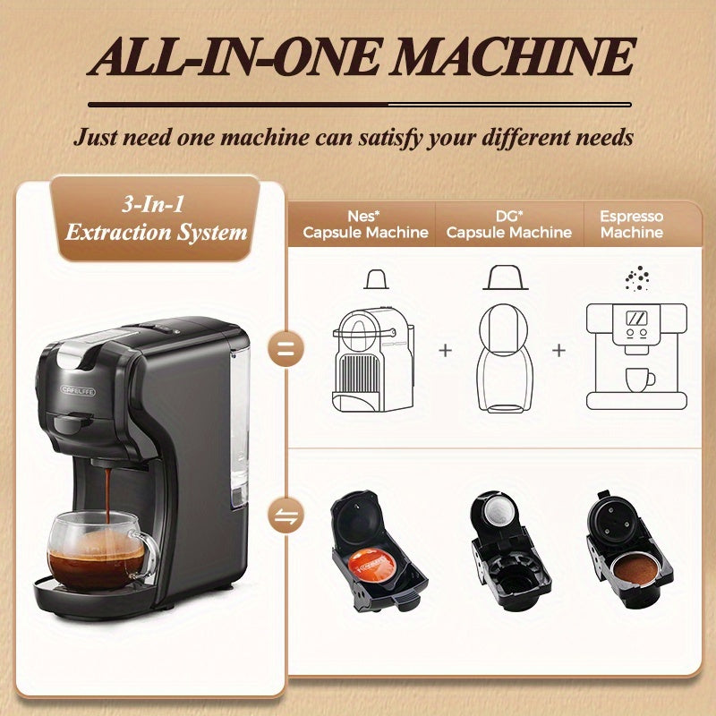 1pc Cafelffe Capsule Coffee Machine - Espresso Machine DG* Cappuccino Nes* Capsule Coffee Machine Coffee-Themed Gift Choice For Lovers/Father/Mother 19 Bar Hot/Cold Dual-Use High-Efficiency Extraction System Cappuccino Machin
