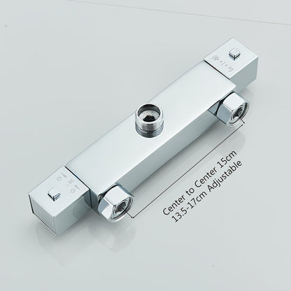 Regendouche Set – Douchekop – Handdouche – Douchekraan – Douchekraan Met Dubbele Hendel – Roestvrij Staal – Ultradunne Regendouche – Moderne Wandmontage