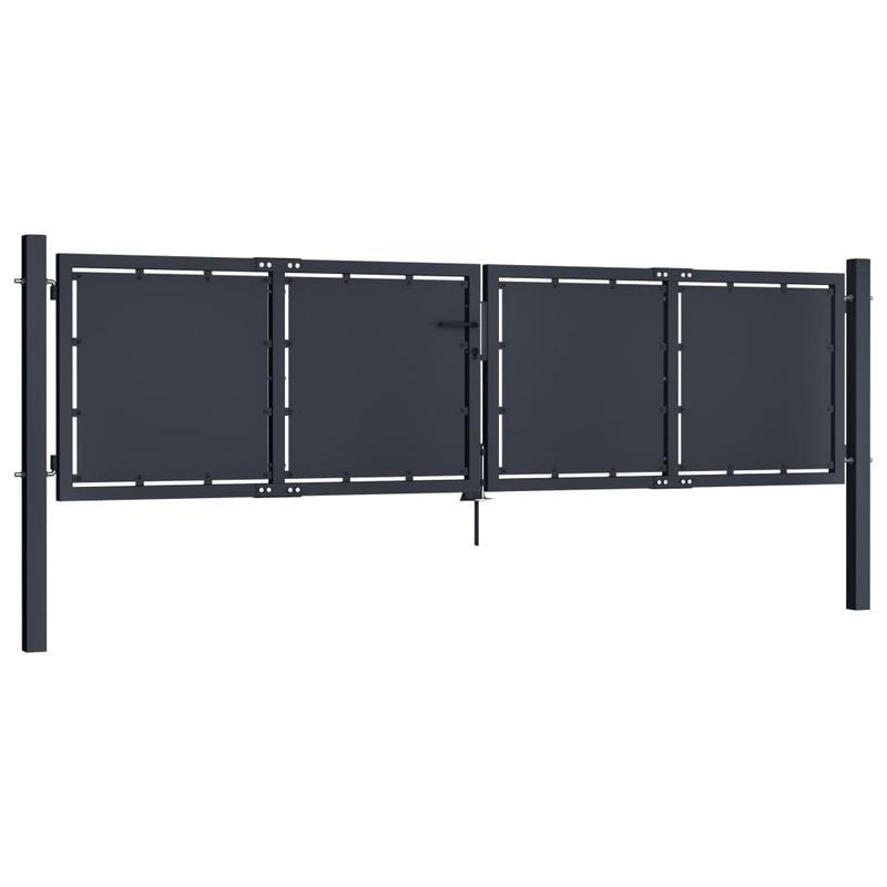 Tuinpoort – Tuindeur – Hekpoort – Schuttingdeur – Poort – Staal – 300x100 cm – Antraciet – Weerbestendig – Modern Design
