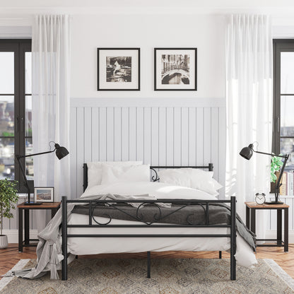 Bedframe – Tweepersoonsbed – Metalen Bed – Platformbed – Stalen Frame – Geschikt Voor Matras 140x190 cm – Robuust En Stabiel – Ruimte Onder Het Bed - Zwart