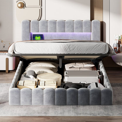 Bedframe – Gestoffeerd Bed – Tweepersoonsbed – Bedbodem – Opbergruimte – 180x200 cm – Velvet Bekleding – Hydraulisch Liftmechanisme