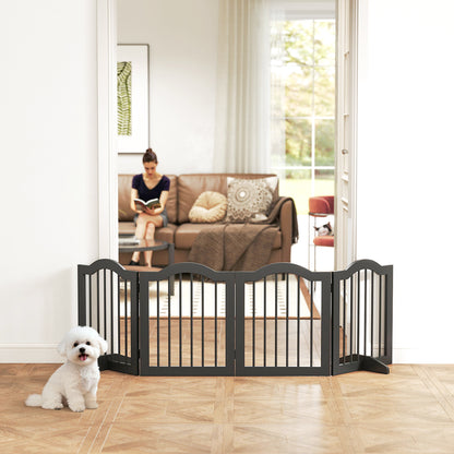 Hondenafscheiding – Hondenhek – Huisdierbarrière – Hondenomheining – Vrijstaande Afzetting – Zwarte Uitvoering – 4 Panelen 208x61 cm – Opvouwbaar en Stevig