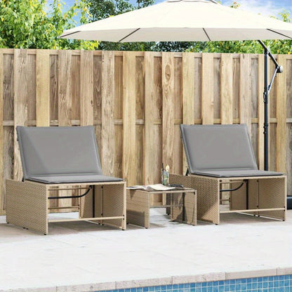 Loungestoel – Tuinstoel – Balkonstoel – Relaxstoel – Loungebank – Beige Poly Rattan – Ergonomisch Design – Weerbestendig