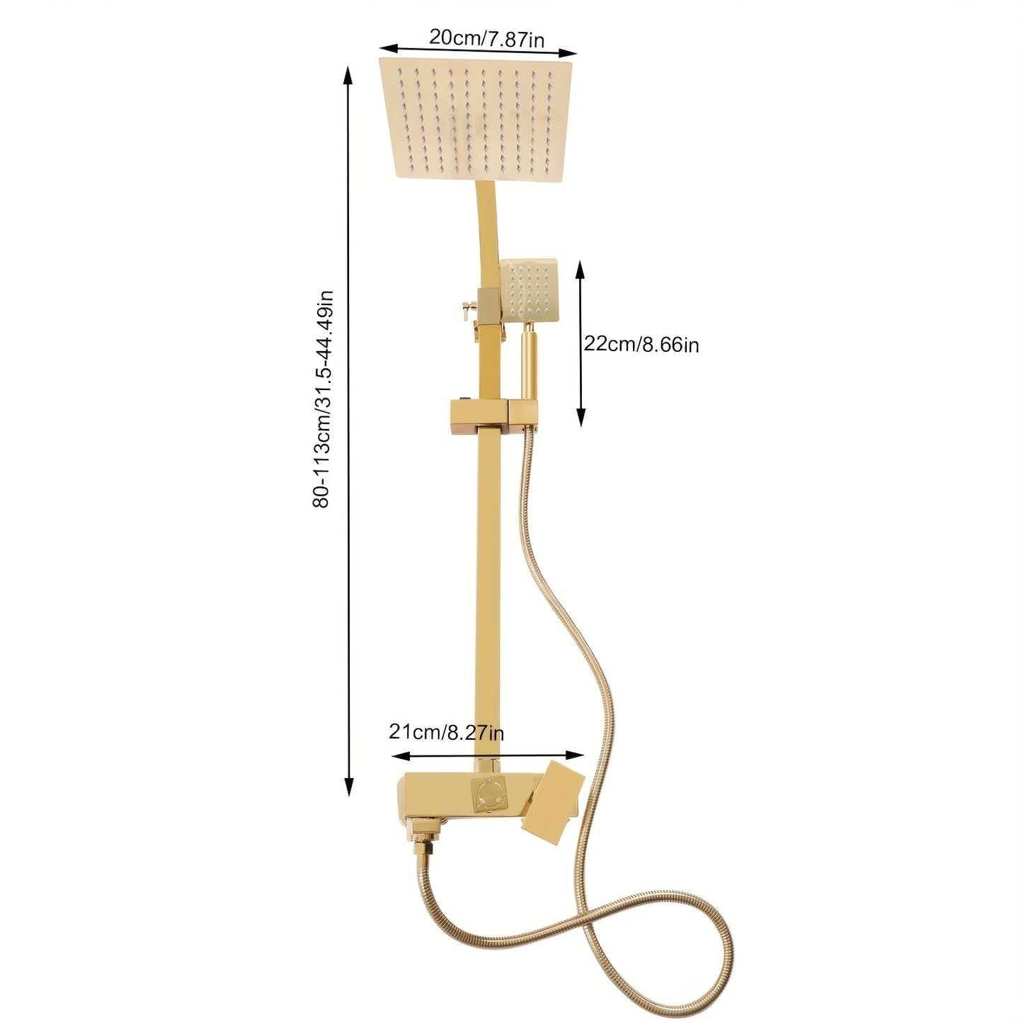 Golden Shower System – Regendouche – Douche Set – Mengkraan – Douchefittingen – Koperen Materiaal – Wandmontage