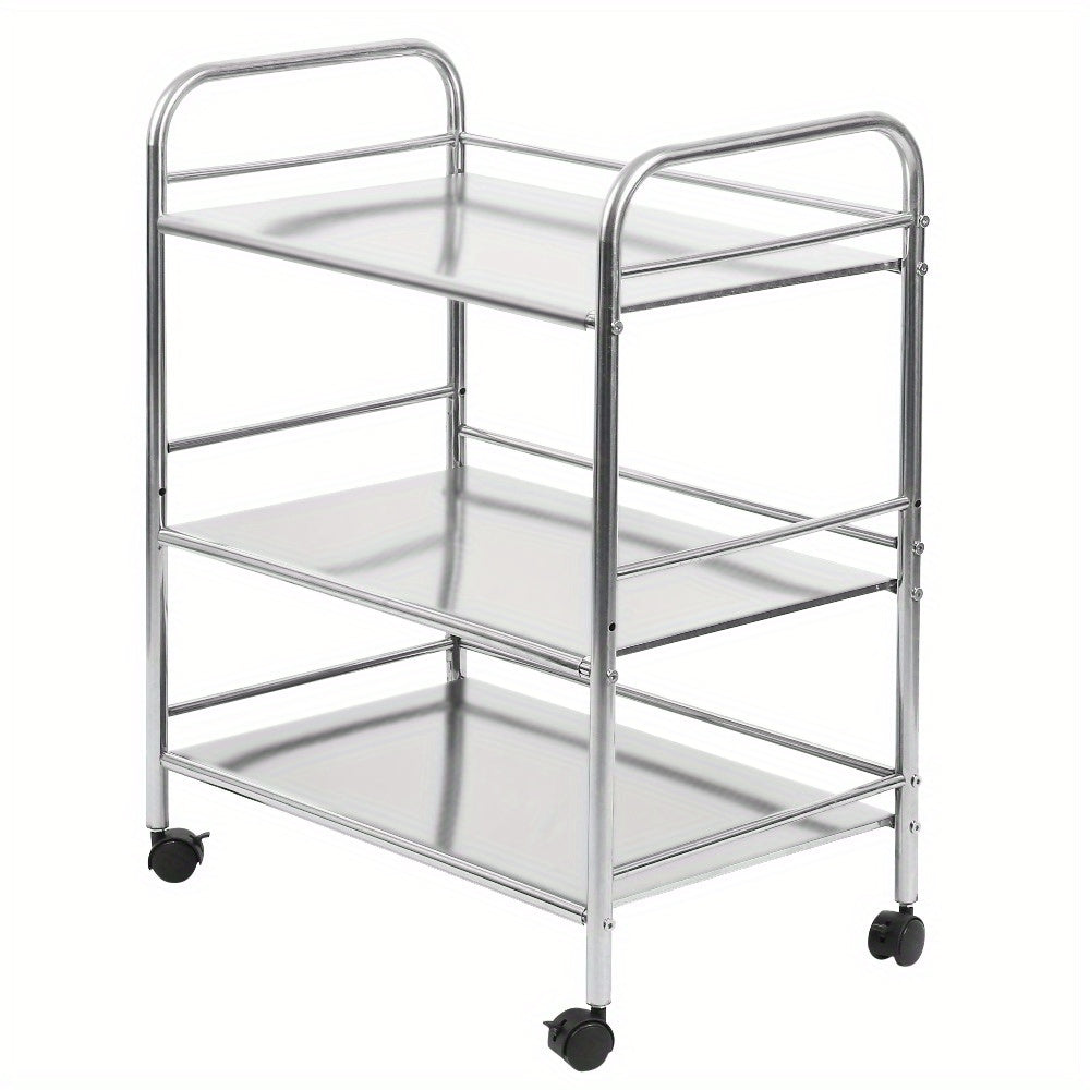 Opberwagen – Opbergwagen – Opbergrek – Werkplaatswagen – Verrijdbare Kar – 3-laags Metalen Frame – Soepele Wielen – 61x36x75 cm – Stevig & Duurzaam