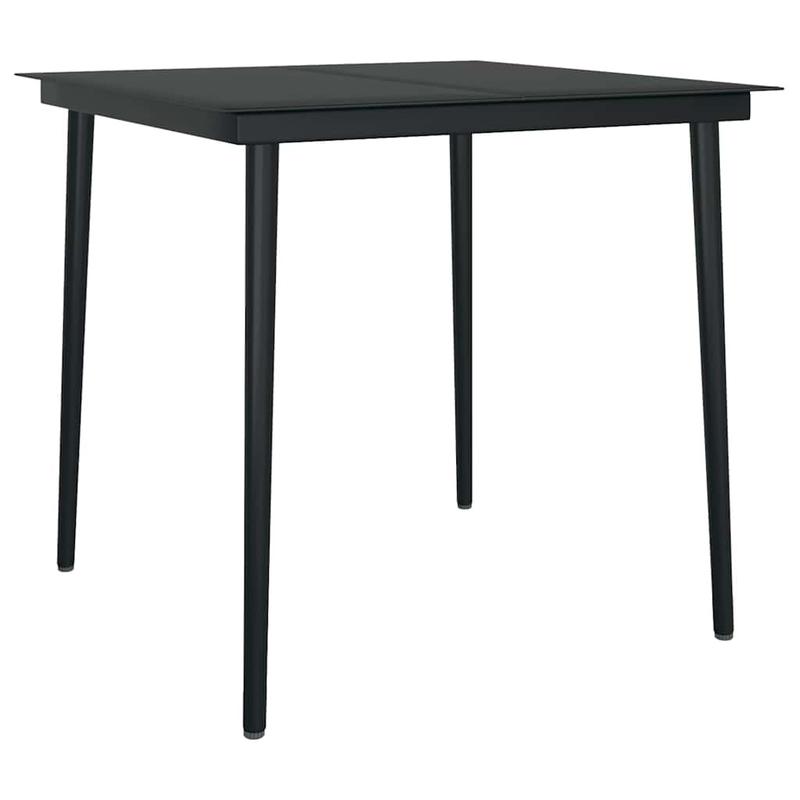 5-delige tuinset – tuintafel set – tuinmeubilair – tuinmeubels – buitentafel – zwart poly rattan – gehard glazen blad – duurzaam metalen frame