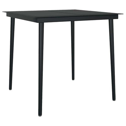 5-delige tuinset – tuintafel set – tuinmeubilair – tuinmeubels – buitentafel – zwart poly rattan – gehard glazen blad – duurzaam metalen frame