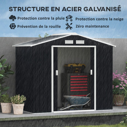 Tuinhuisje – Tuinkast – Gereedschapsschuur – Tuinschuur – Berging – Gegalvaniseerd Staal – Schuine Dakbedekking – 2,5 m² Ruimte – Dubbele Afsluitbare Deuren
