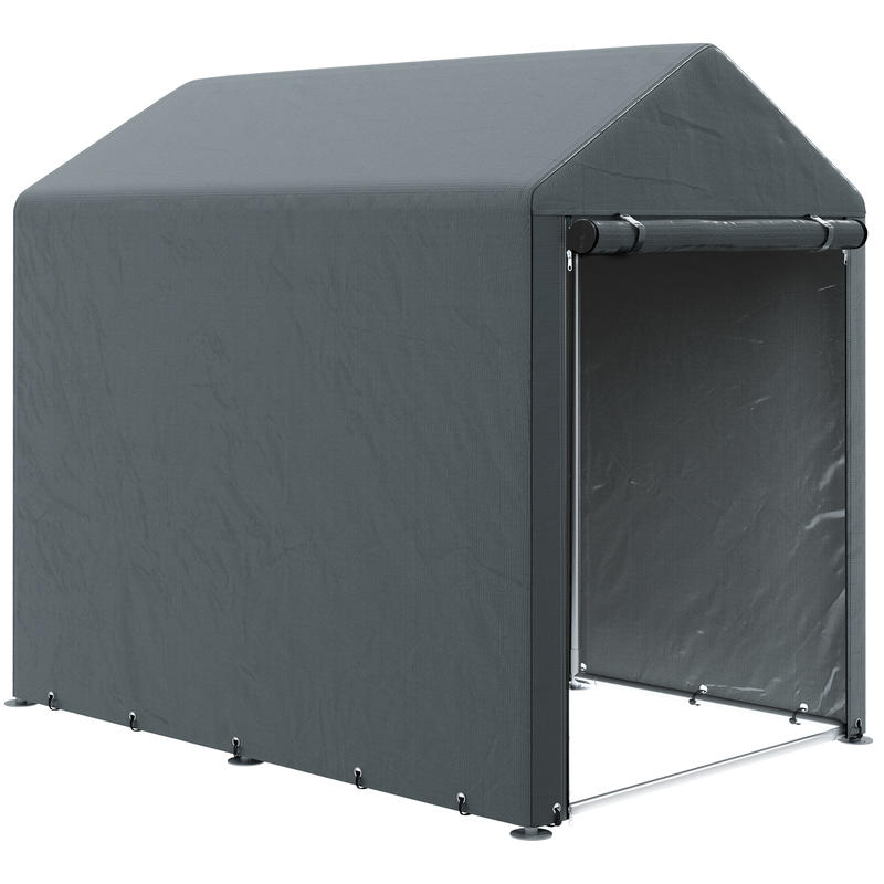 Large Heavy-Duty Galvanized Steel Garden Shed with Sloped Roof & Ventilation Vents - 1.2x1.8x1.6m Dark Grey Outdoor Storage Tent, Spacious Metal Frame Construction Shed for Backyard, Patio, Workshop - Durable & Weatherproof D