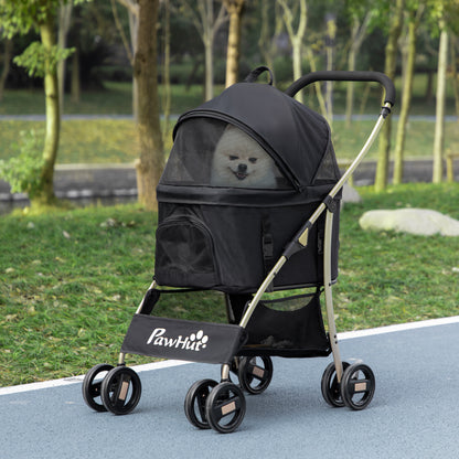 Dierenwagen – Hondenwagen – Kattenwagen – Huisdierenwagen – Dierenbuggy – 2-in-1 Uitneembare Binnenmand – Stevig Metaal Frame met Ademende 600D Oxford Bekleding – Zwart