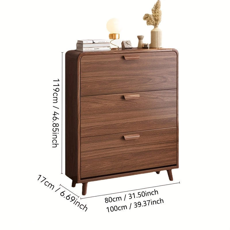 Schoenenkast – Schoenenrek – Schoenenopberger – Hal Organizer – Schoenenkast Met Klapfront – Hout – Voor 15 Paar Schoenen – Modern Bruin Wit – Ruimtebesparend Design