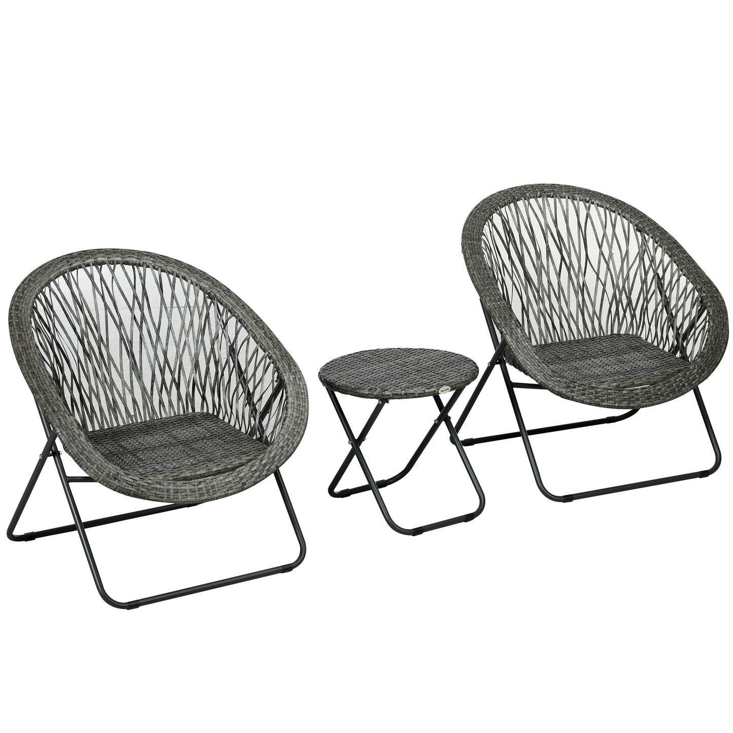 Tuinset – Buitenmeubelset – Patio Set – Tuinmeubilair – Balkonset – 2 Persoons – Stalen Frame – Opvouwbaar – Grijs