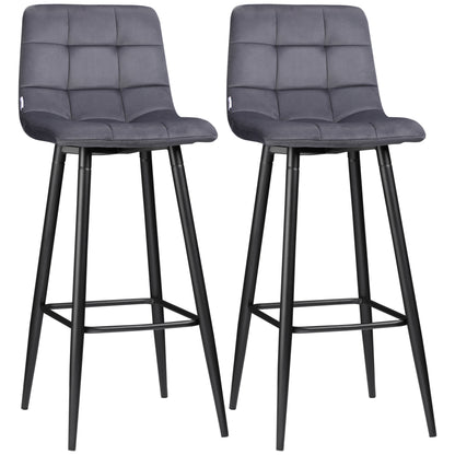 Barstoel – Barkruk – Barkrukken – Barstoel Set – Keukenkruk – Retro Design – Met Voetsteun – Afmetingen 42x47x105 cm – Grijs