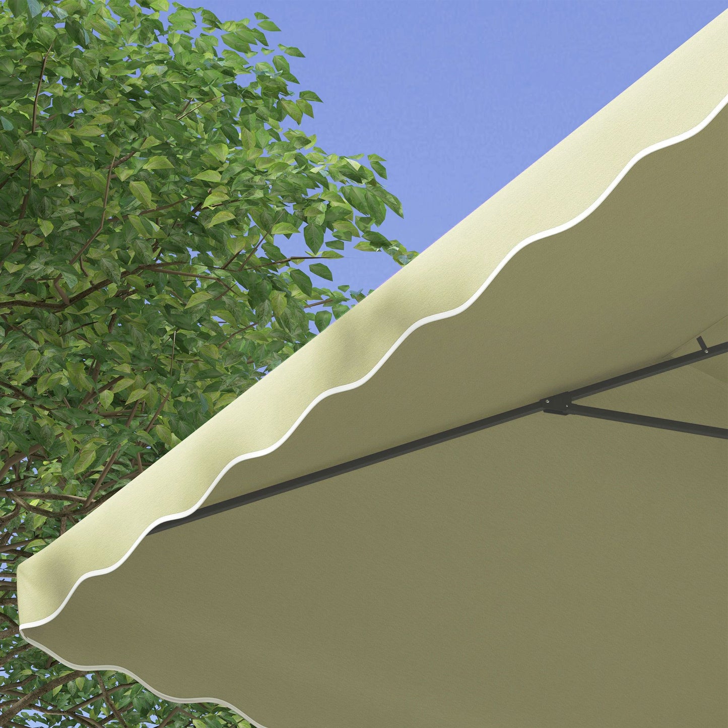 Parasol – Tuinparasol – Balkonparasol – Stokparasol – Terrasparasol – Decentraal Zijpaal – 2,5x2,5 m – Metalen Frame – Beige Polyester – Kruisvoet – Slingerbediening