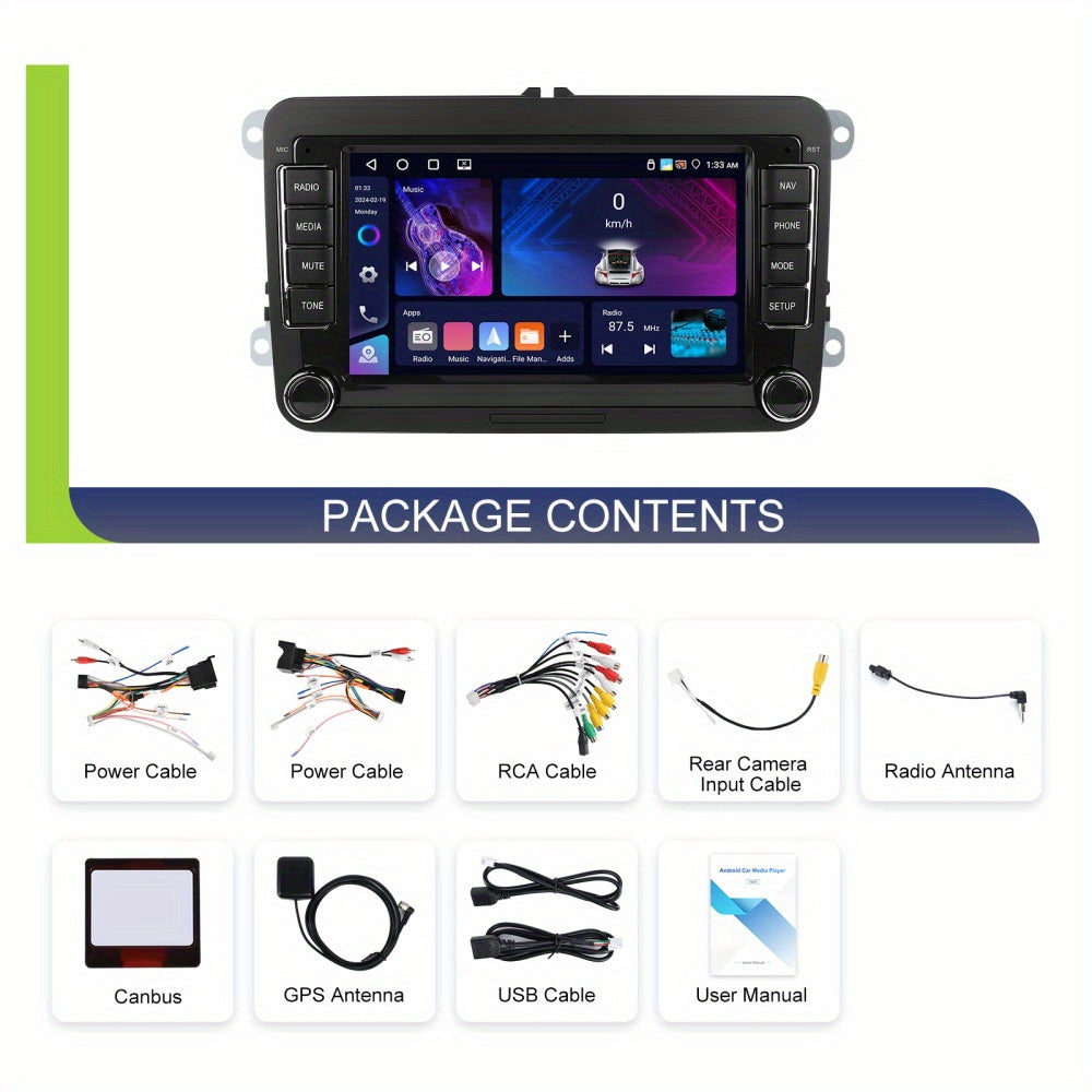 Android Carplay Autoradio – Android Radio – Auto Multimedia Speler – Navigatiesysteem – Draadloos Carplay – 7 Inch HD Scherm – 32-Bands Equalizer