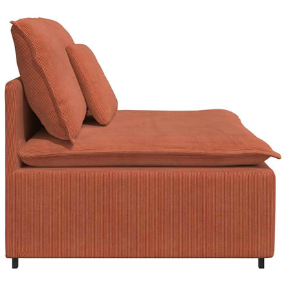 Modulaire Bank – Bankstel – Hoekbank – Zithoek – Segmentbank – Comfortabele Corduroy Bekleding – Stevig Metalen Frame – Rood-Oranje Middenmodule