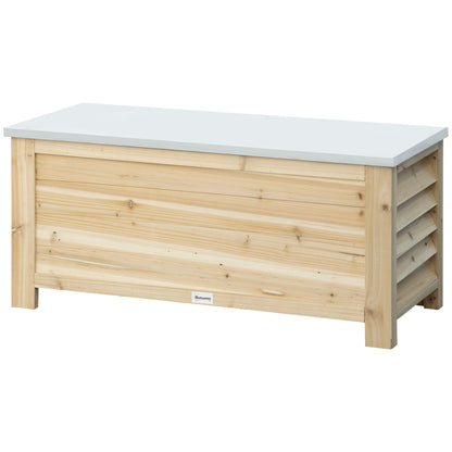 Tuinkist – Tuinopbergbox – Kussenbox – Tuinbox – Opbergkist – Massief Hout – Gegalvaniseerd Metalen Deksel – 155L – 110x50x50 cm
