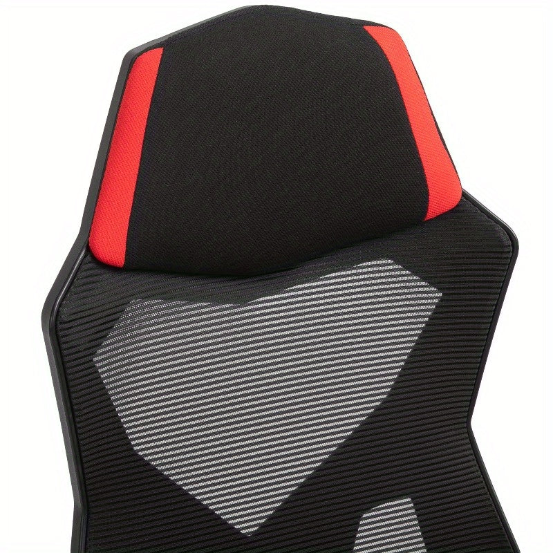 Gaming stoel – Gamestoel – Gaming chair – Game stoel – Bureaustoel – Ergonomisch ontwerp – Handmatig verstelbaar – Zwart met rode accenten – Stevige vijfwielbasis