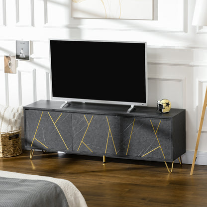 TV Meubel – TV Kast – TV Dressoir – TV Bank – Tv Meubel Metaal – 147 cm – Marmer Effect – Softclose Deuren – Kabelmanagement