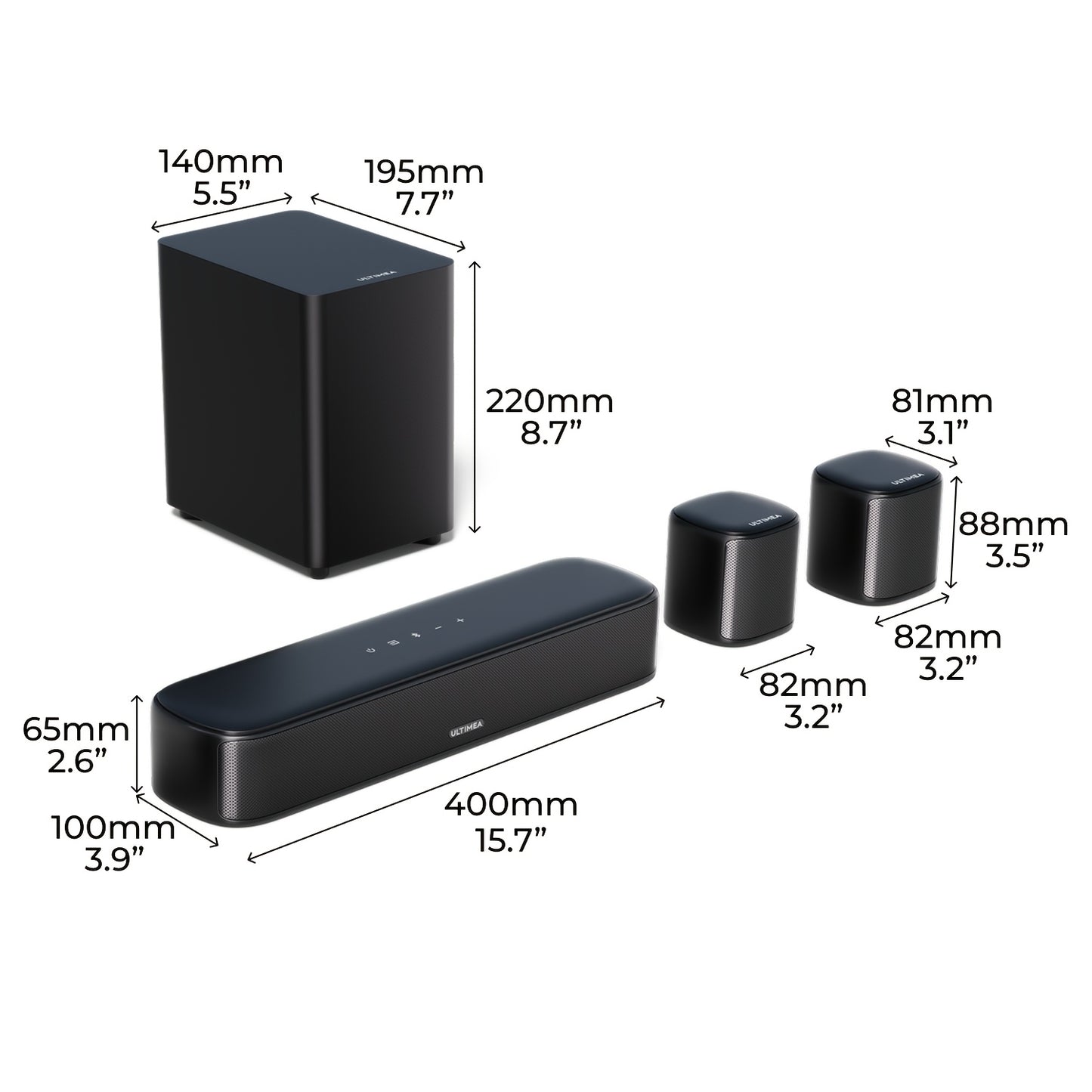 Soundbar – Home Cinema Speaker – Surround Sound Systeem – TV Luidspreker – 5.1 Kanaals – Draadloze Surround Speakers – 250W Piekvermogen