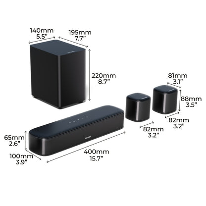 Soundbar – Home Cinema Speaker – Surround Sound Systeem – TV Luidspreker – 5.1 Kanaals – Draadloze Surround Speakers – 250W Piekvermogen