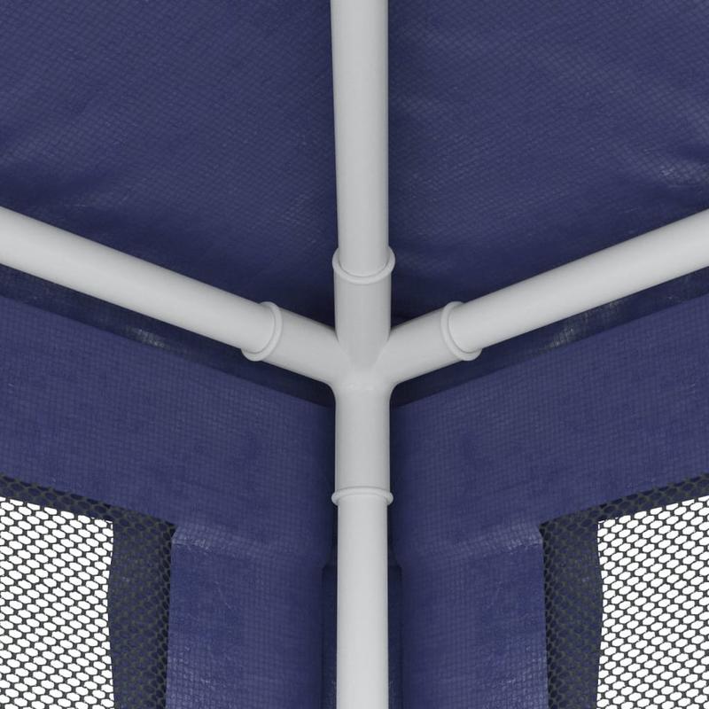 Party Tent with 6 Mesh Side Walls, Measuring 3X6 Meters, in Blue HDPE.