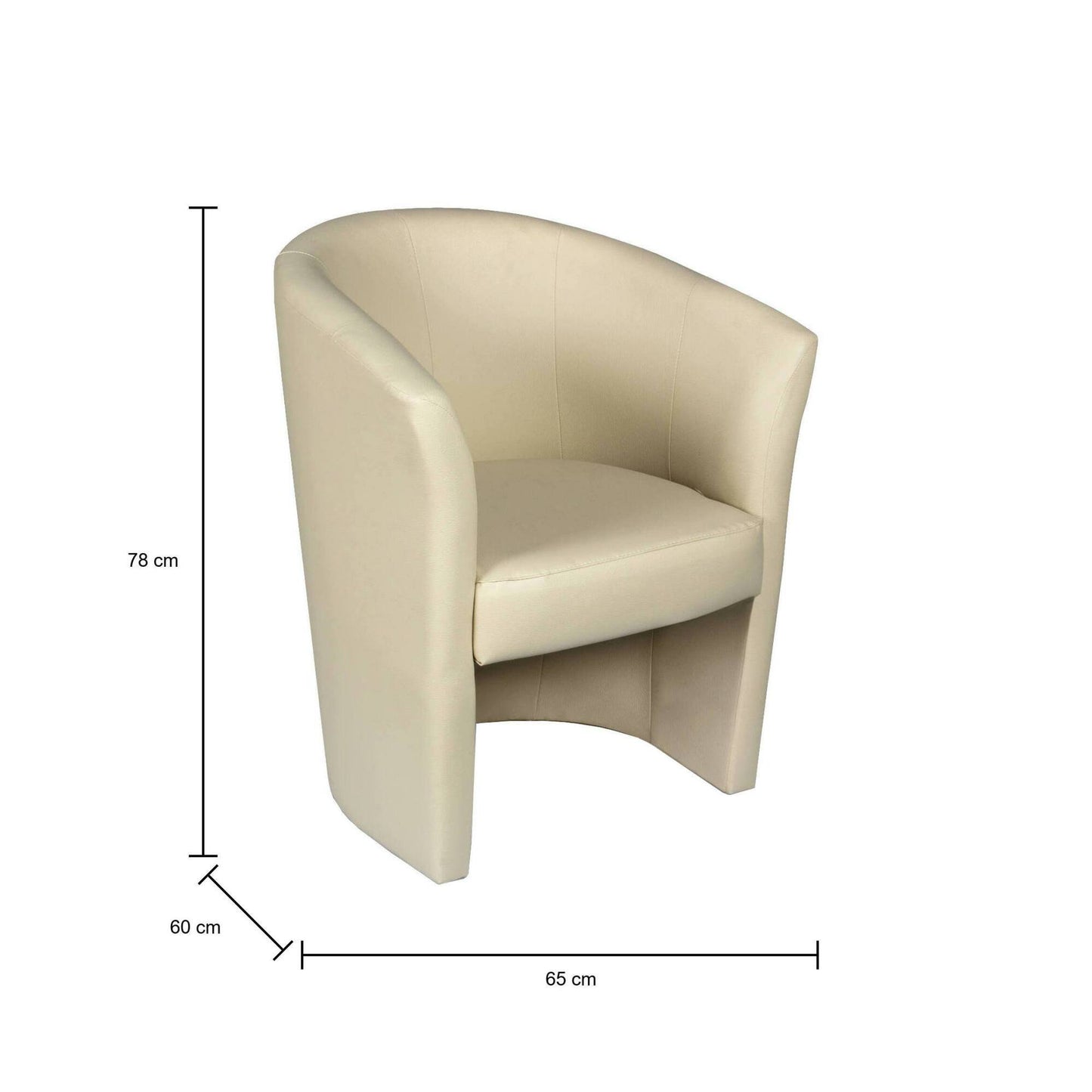 Dpanett Armchair, Upholstered Living Room Chair, Padded Seat with Eco-Leather Armrests, 64x63x76 cm, Available in 5 Colors