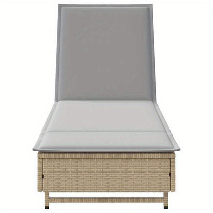 Ligstoel – Ligbed – Relaxstoel – Tuinstoel – Poly Rattan – Verstelbare Rugleuning – Wieltjes Met Kussen - QUORE
