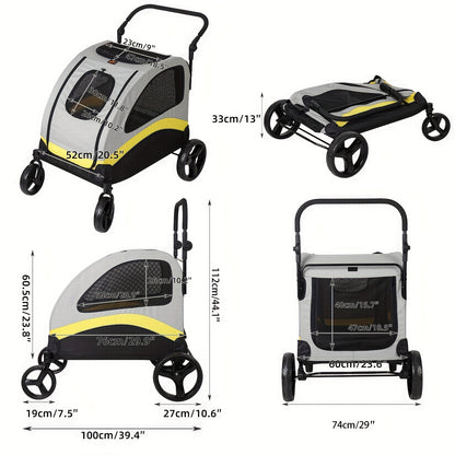 Hondenbuggy – Hondenwagen – Huisdier Buggy – Wandelwagen Hond – Dierenwagen – Maat L – Stevig Metalen Frame – Waterafstotende Oxford-stof