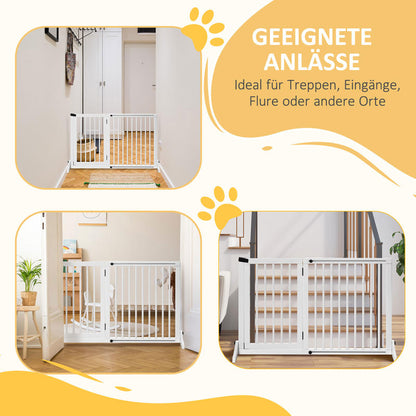 Hondenhek – Veiligheidspoort – Babypoort – Houten Barrier – Vrijstaande Hondenpoort – Verstelbaar 113-166 cm – Hoogwaardige Houtafwerking – Met Deur
