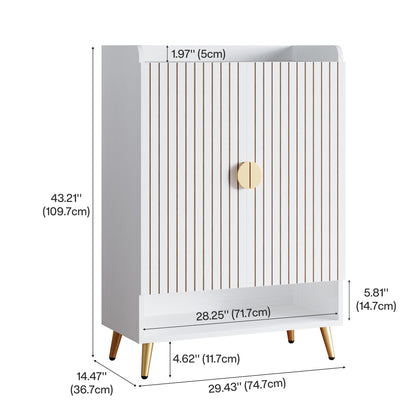 Schoenenkast – Schoenenrek – Schoenopberger – Schoenentoren – Schoenenkast – 6-laags met deuren – Verstelbare planken – Wit met gouden accenten