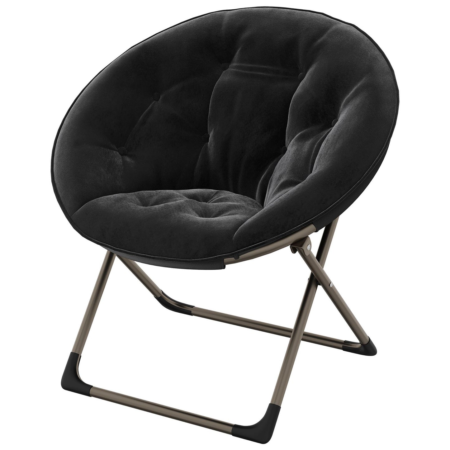 Loungestoel – Fauteuil – Zithoekstoel – Relaxstoel – Inklapbare Stoel – Memory Foam Zitting – Vleugelrugleuning – Ruimtebesparend – Stabiel Metalen Frame – Zwart