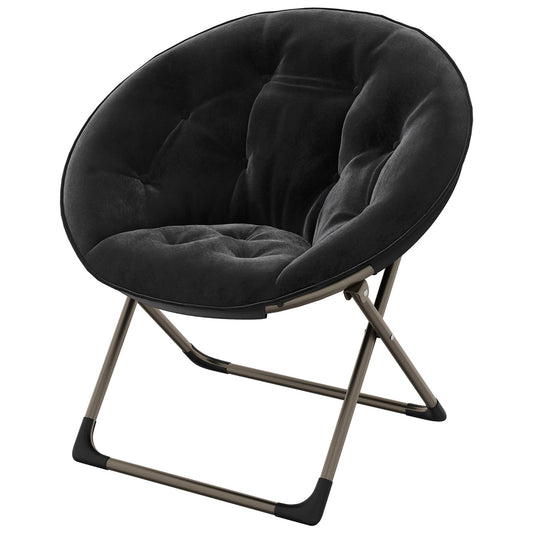 Loungestoel – Fauteuil – Zithoekstoel – Relaxstoel – Inklapbare Stoel – Memory Foam Zitting – Vleugelrugleuning – Ruimtebesparend – Stabiel Metalen Frame – Zwart
